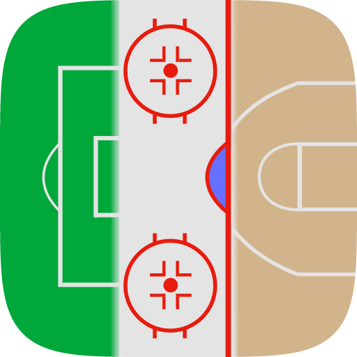 The SportSprint app icon: a soccer pitch, hockey rink and basketball court sharing one square.